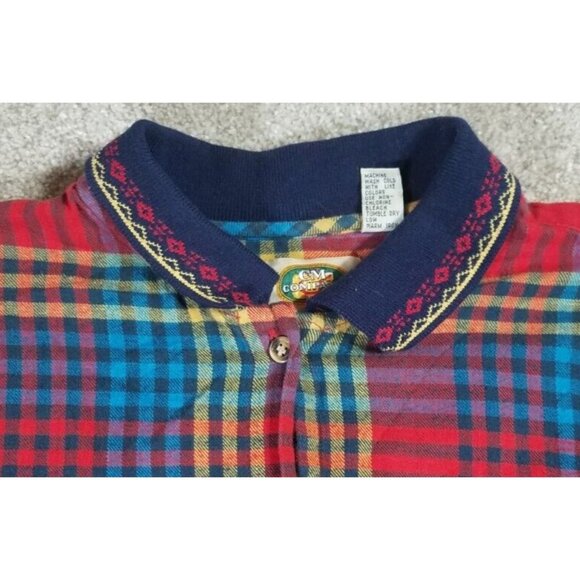 CM Company Brand Long Sleeve Button Up Red Plaid Casual Shirt Women's Size Large - Picture 2 of 9